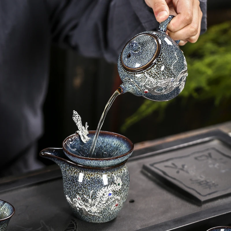 Роскошный Китайский Набор чайных чашек Керамический Винтажный чайник ручной работы Чашки Портативный Чайный набор Кунг-фу Чайная церемония Juego De Te Teaware 60