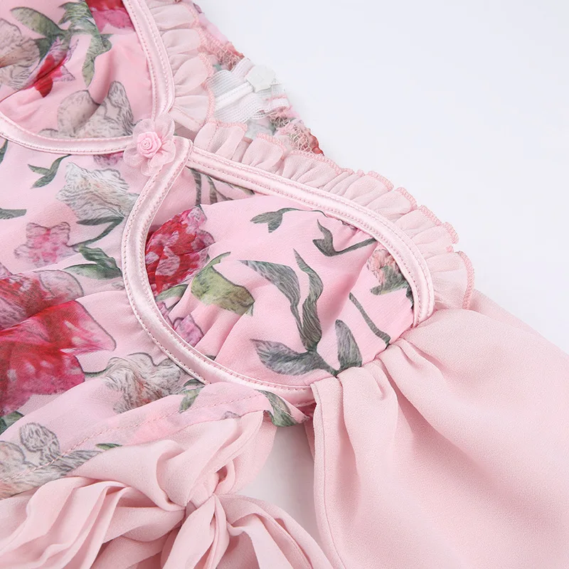Сексуальное Шифоновое Плиссированное мини-платье с цветочным принтом 2023, Новое летнее модное Элегантное Женское платье с вырезом лодочкой, нерегулярные платья для вечеринки по случаю Дня рождения