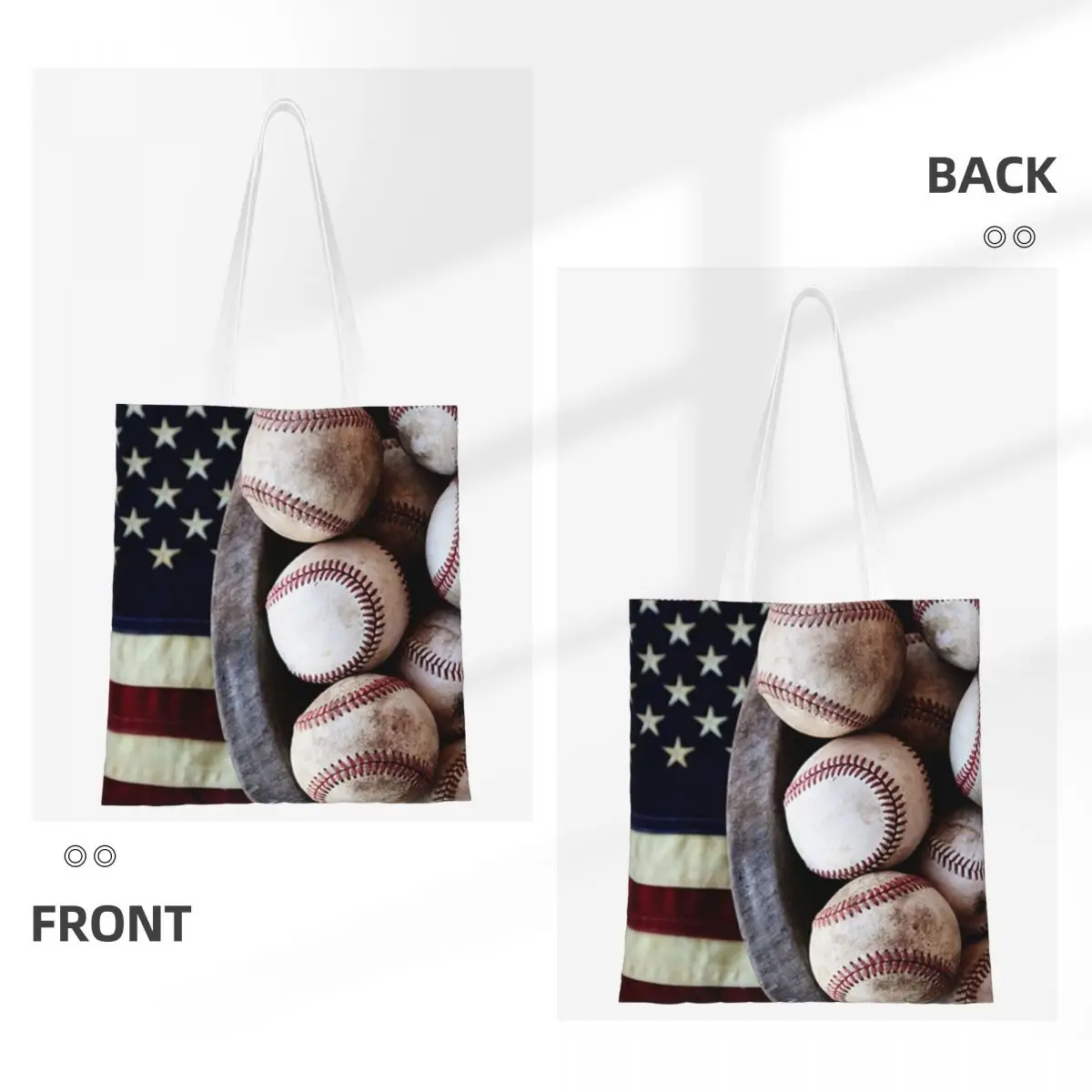 Американский бейсбол Многоразовые Продуктовые сумки Складные сумки для покупок Моющиеся легкие прочные подарочные пакеты из полиэстера