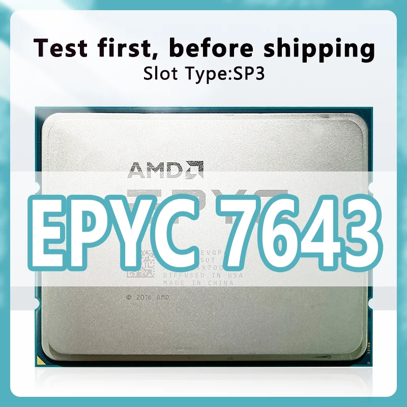 EPYC 7643 официальная версия процессора 7 нм 48 Ядер 96 Потоков 2,3 ГГц 256 МБ 225 Вт процессорный Сокет SP3 Для Сервера Материнской платы h12ssl-i