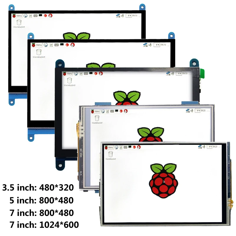 Сенсорный экран Raspberry Pi 4 3.5/5/7 дюймовый ЖК-модуль с резистивным/емкостным дисплеем, Поддержка сенсорной панели монитора Raspberry Pi 3B +/3B