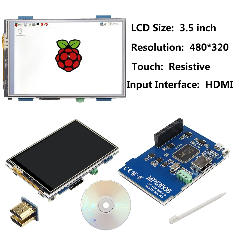 Сенсорный экран Raspberry Pi 4 3.5/5/7 дюймовый ЖК-модуль с резистивным/емкостным дисплеем, Поддержка сенсорной панели монитора Raspberry Pi 3B +/3B