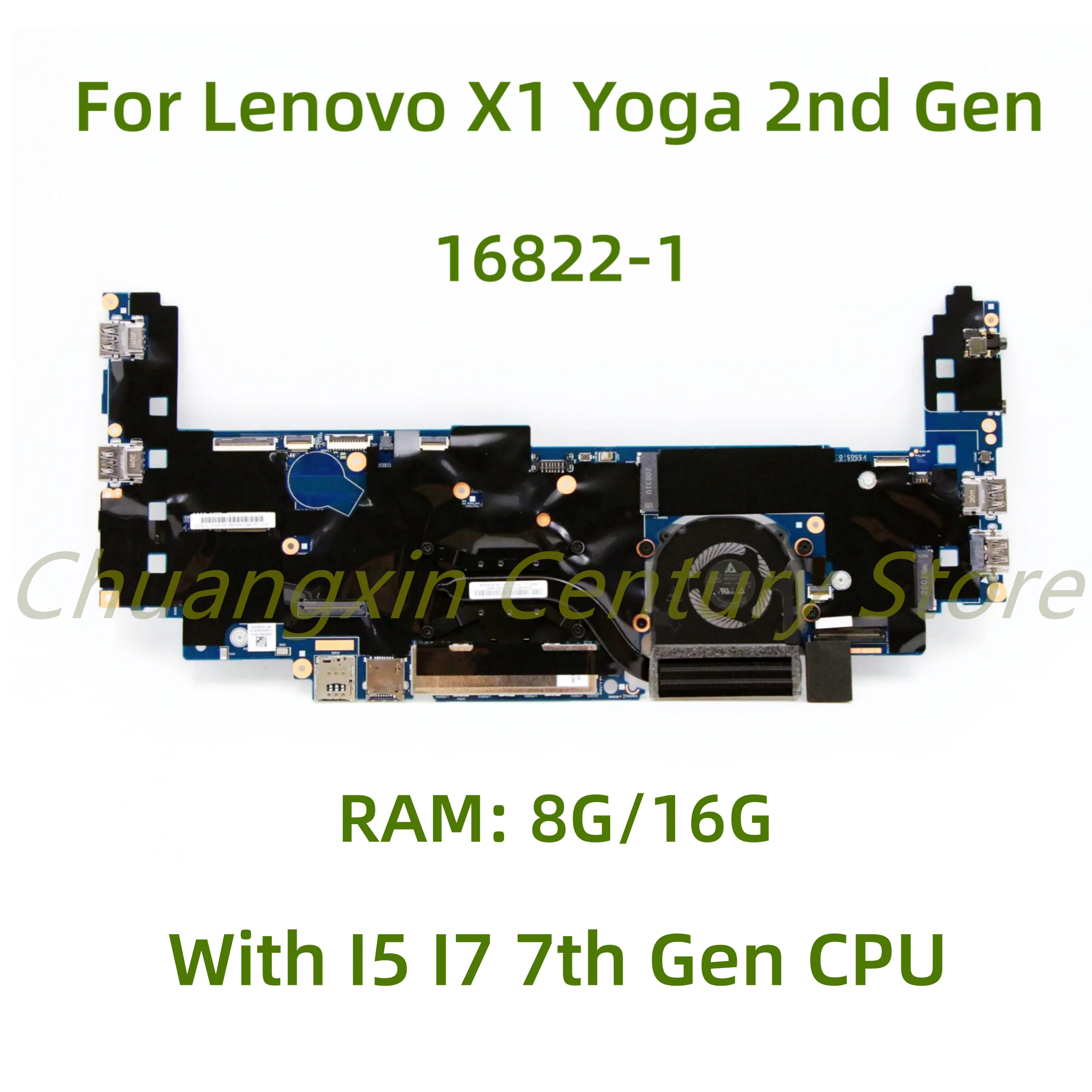 Для ноутбука Lenovo notebook X1 Yoga 2-го поколения материнская плата 16822-1 с процессором I5 I7 Оперативная память: 8G/16G 100% протестирована, полностью работает