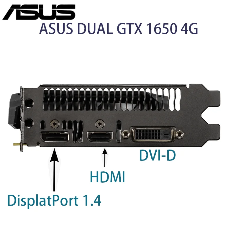 Видеокарта ASUS GTX 1650 4G GDDR5 PCI Express 3.0 Поддерживает HDMI с двойным вентилятором, охлаждение 144 Программа проверки GPU Tweak II