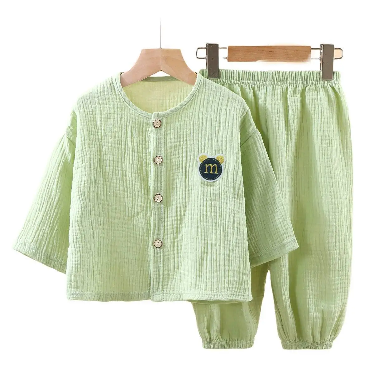Детские пижамы из 100% хлопка, пижамные штаны с длинными рукавами для девочек, домашняя одежда для мальчиков от 2 до 12 лет Four Seasons