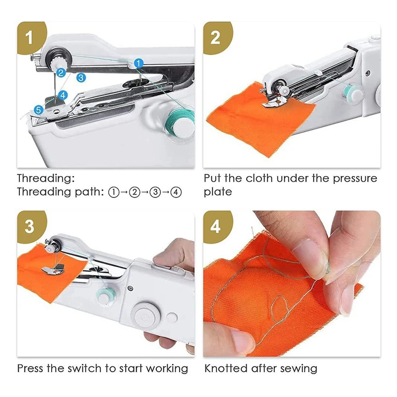 Портативная швейная машинка для быстрого шитья Ручная швейная машинка, подходящая для тканей 