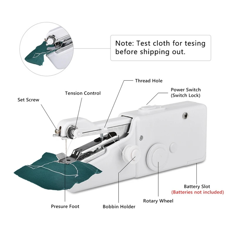 Портативная швейная машинка для быстрого шитья Ручная швейная машинка, подходящая для тканей 