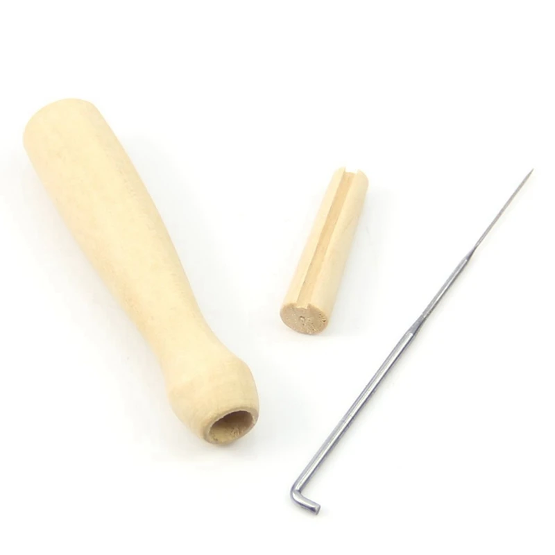 2X Игла для валяния с деревянной ручкой Держатель DIY Инструмент для творчества