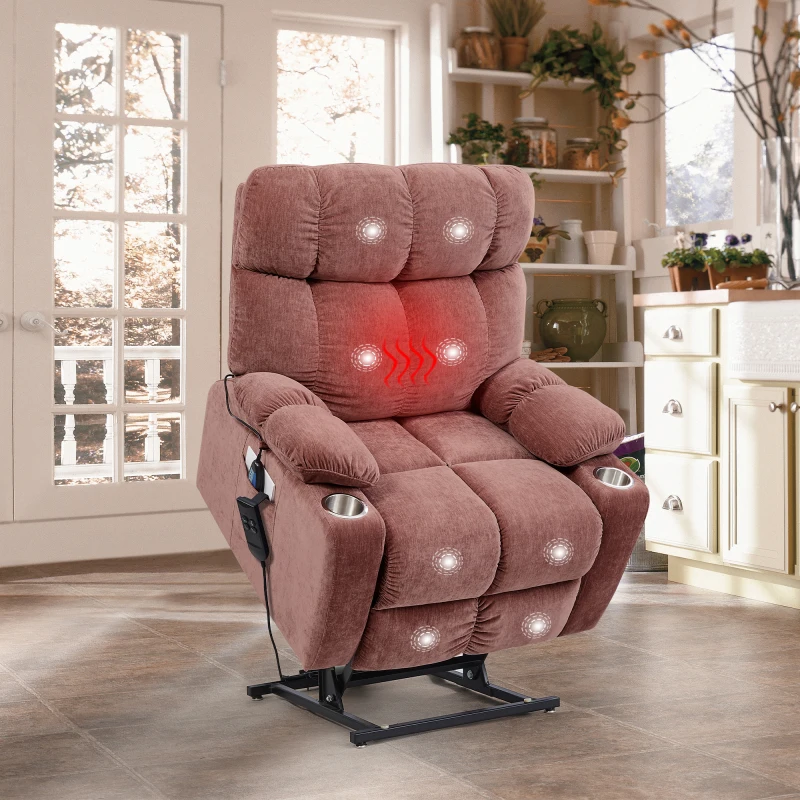 Кресло с откидной спинкой с двойным двигателем OKIN Power Lift для пожилых людей в Бесконечном положении Лежа На 180 ° с Откидным креслом с Тепловым Массажем для гостиной