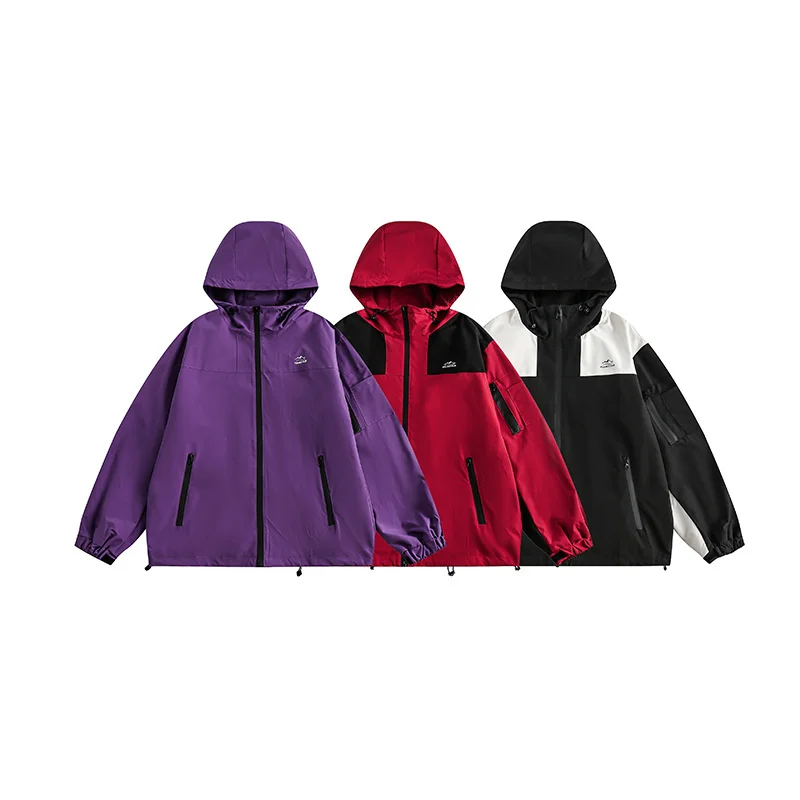 FEWQ Осенняя Новая Контрастная куртка с капюшоном, Модная в 2023 году, со шляпой, на молнии с длинным рукавом, Повседневный дизайн, Мужское пальто, Корейская мода 24X1590