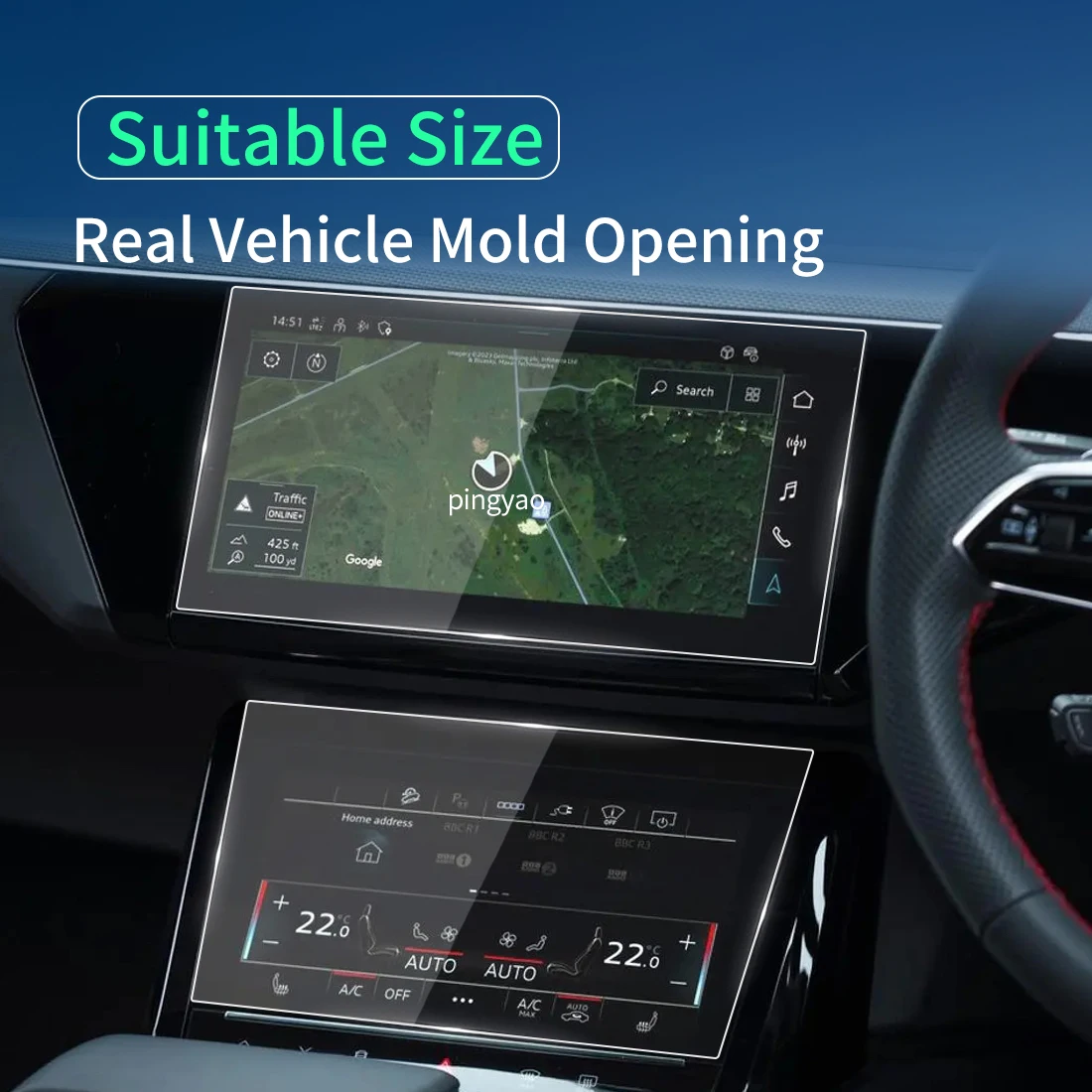 Для Audi Q8 e-tron 2024 Автомобильные Наклейки Протектор Экрана Навигационный Дисплей Закаленное Стекло Защитная Пленка Автомобильный Аксессуар Для Авто