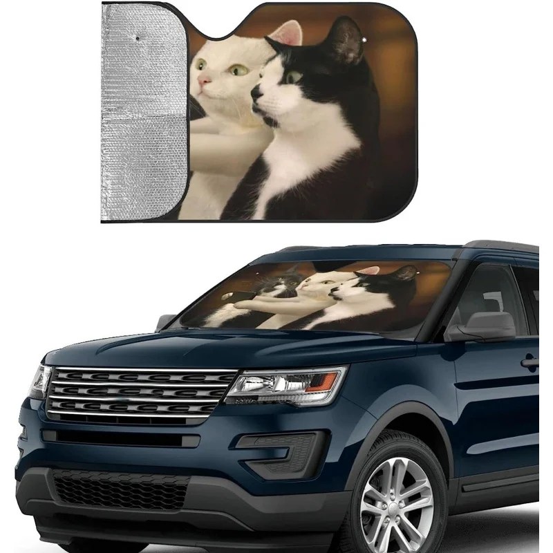 Солнцезащитный козырек для автомобиля Cat in Selfie, солнцезащитный козырек на лобовое стекло, складной солнцезащитный козырек на переднее стекло автомобиля для большинства седанов, внедорожников, грузовых блоков