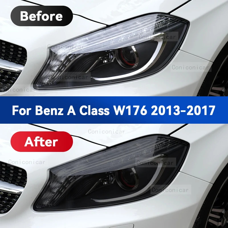 Для Mercedes Benz A Class 2013-2023 Автомобильные фары Черная защитная пленка из ТПУ, изменяющая Оттенок переднего света, Цветная наклейка, Аксессуары