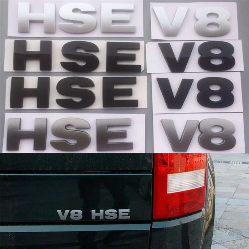 Буквенная Эмблема Значок V8 HSE для Land Rover Discovery 3 4 Freelander 2 Наклейка на багажник автомобиля для укладки на хвост глянцевый Черный Серебристо-серый