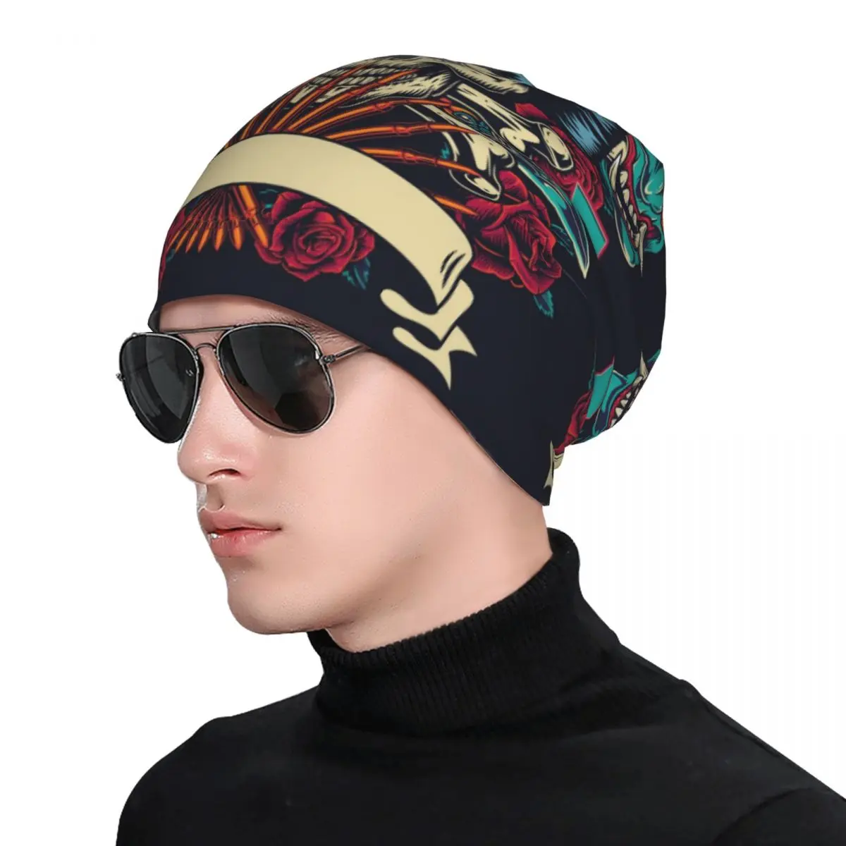 2023 Теплая шапка для женщин, винтажная Японская вязаная шапка с черепом, мужская шапка, хип-хоп шапочки