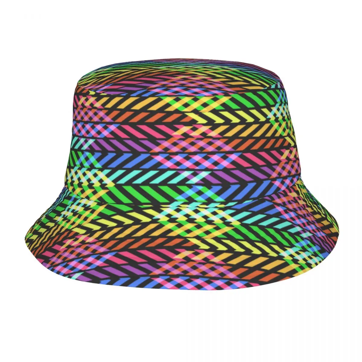 Широкополая шляпа Унисекс, бейсболки в стиле хип-хоп Gorros с абстрактным радужным рисунком с Rombus, Летняя панама, Пляжная шляпа для рыбалки от солнца