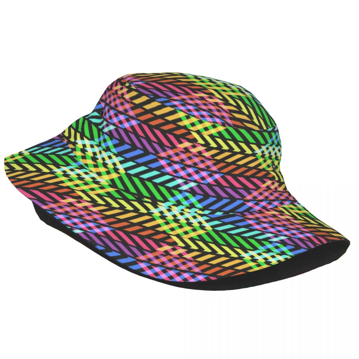 Широкополая шляпа Унисекс, бейсболки в стиле хип-хоп Gorros с абстрактным радужным рисунком с Rombus, Летняя панама, Пляжная шляпа для рыбалки от солнца