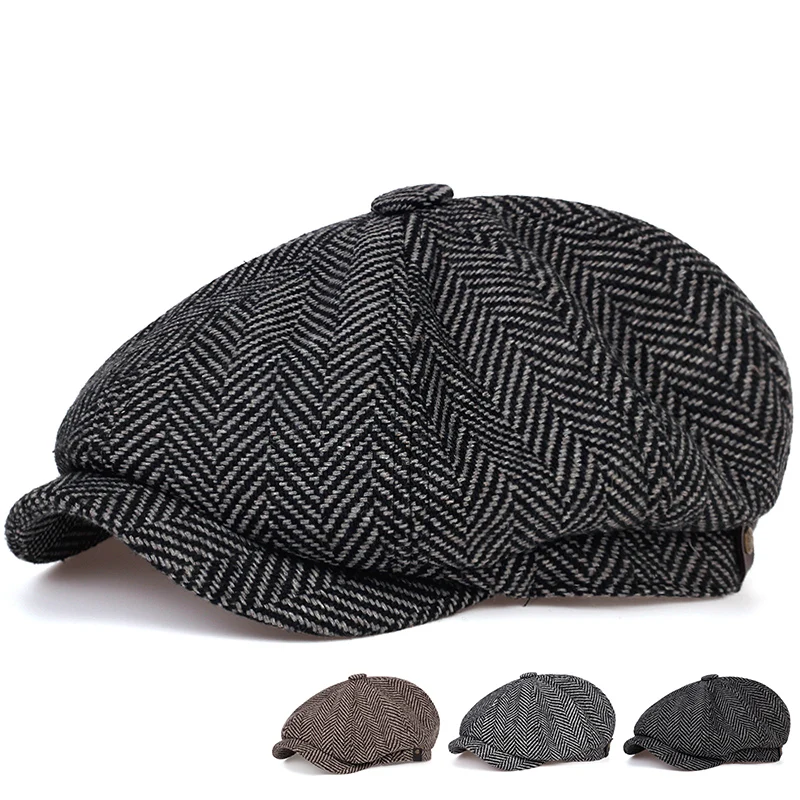 Модные шерстяные кепки для газетчиков, Мужские Плоские кепки в елочку, Женские Мужские шляпы британских художников, Мягкие осенне-зимние кепки, Шляпы casquette