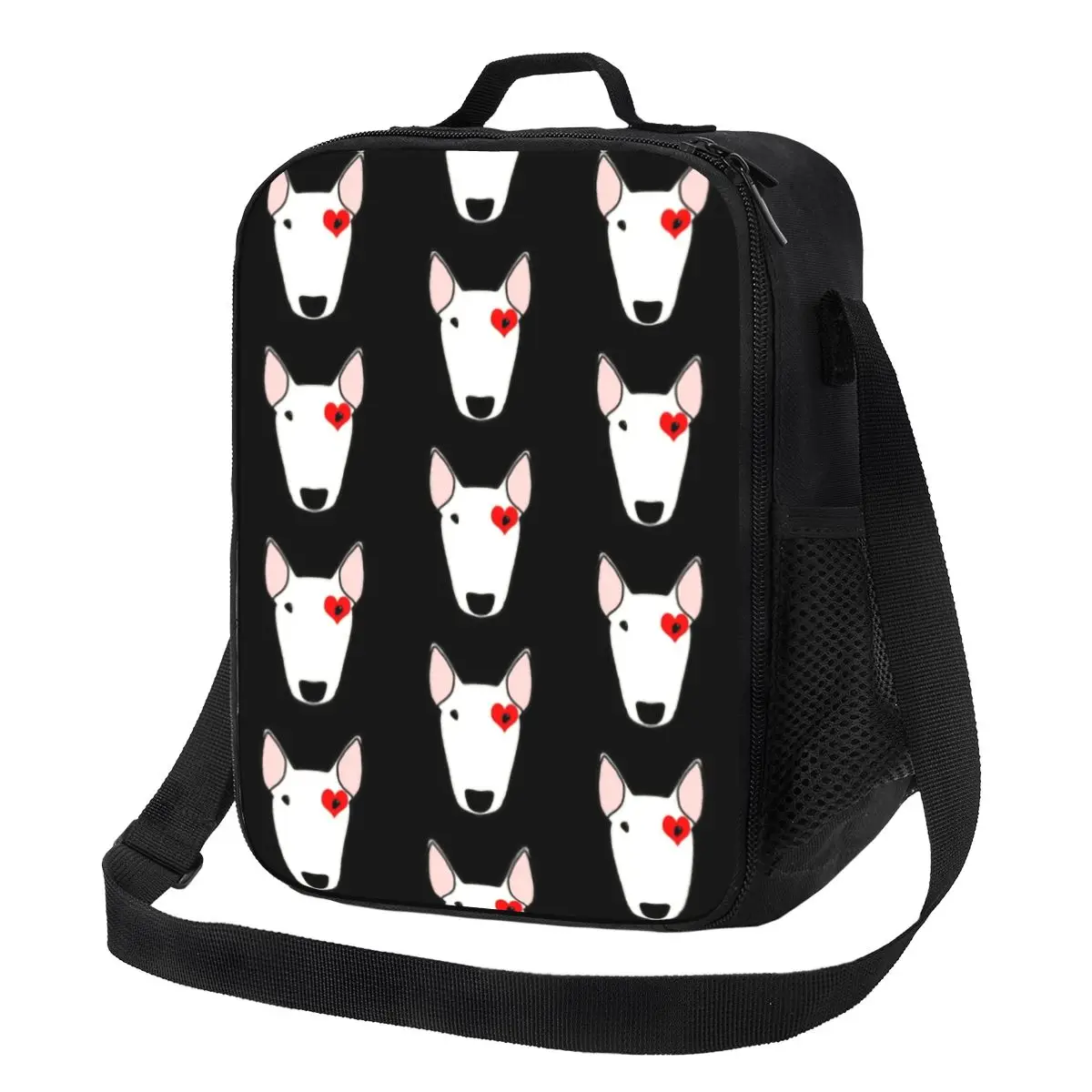 Валентинка Собака-хулиган Термоизолированная сумка для ланча Щенок бультерьера Многоразовый контейнер для ланча для школы офиса хранения на открытом воздухе