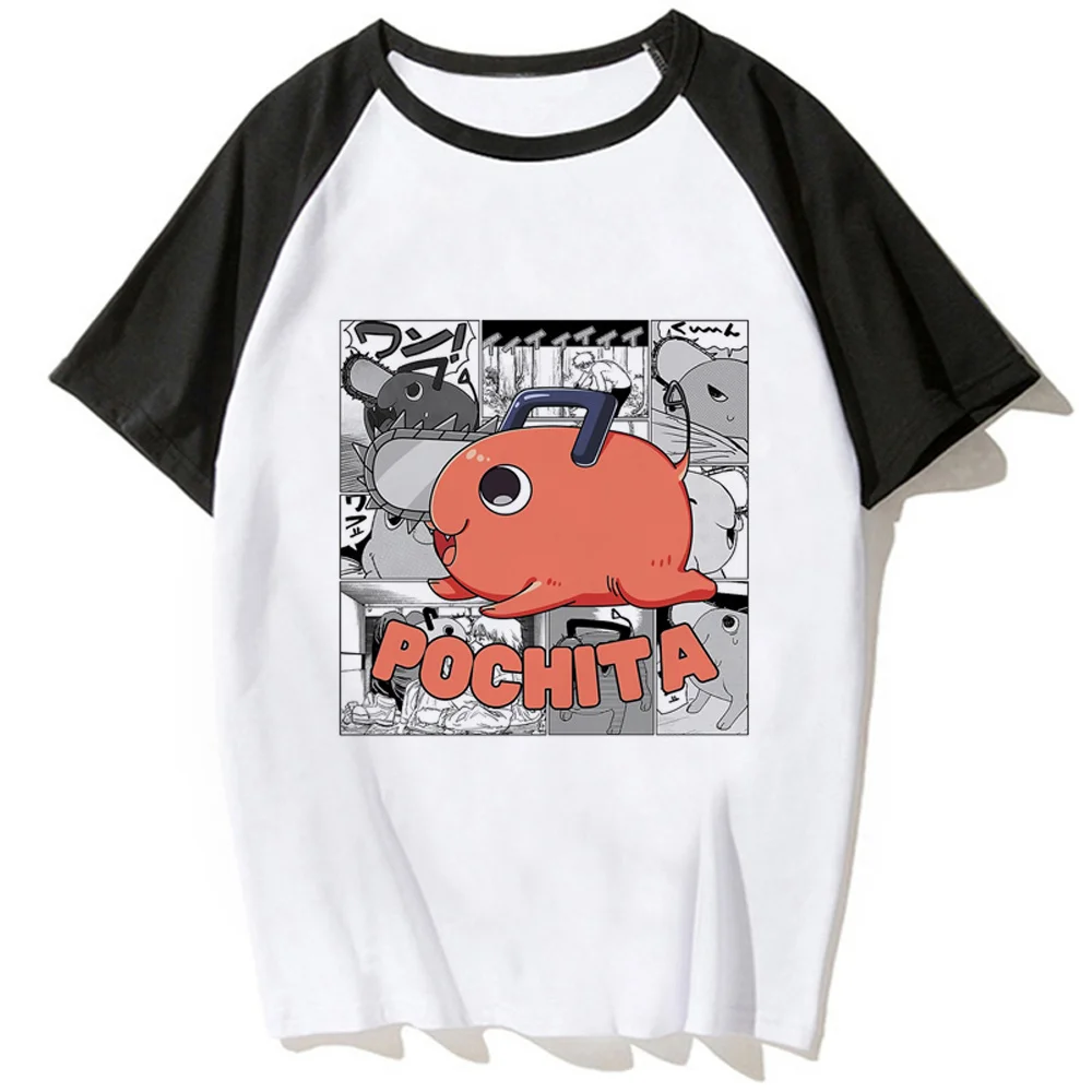 Женская дизайнерская футболка в стиле харадзюку с рисунком Pochita, женская одежда из аниме