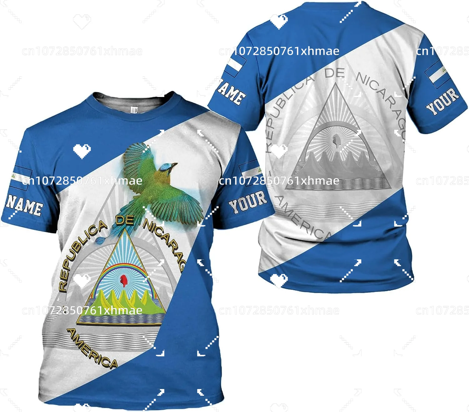 Бесплатная футболка с логотипом флага Никарагуа, Мужская женская Повседневная футболка с круглым вырезом и короткими рукавами, Модные уличные топы в стиле Харадзюку