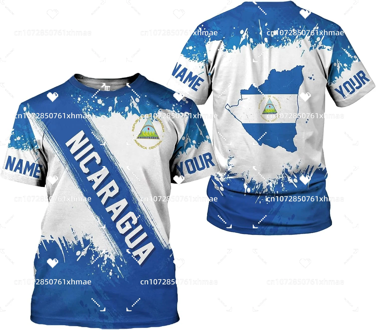 Бесплатная футболка с логотипом флага Никарагуа, Мужская женская Повседневная футболка с круглым вырезом и короткими рукавами, Модные уличные топы в стиле Харадзюку