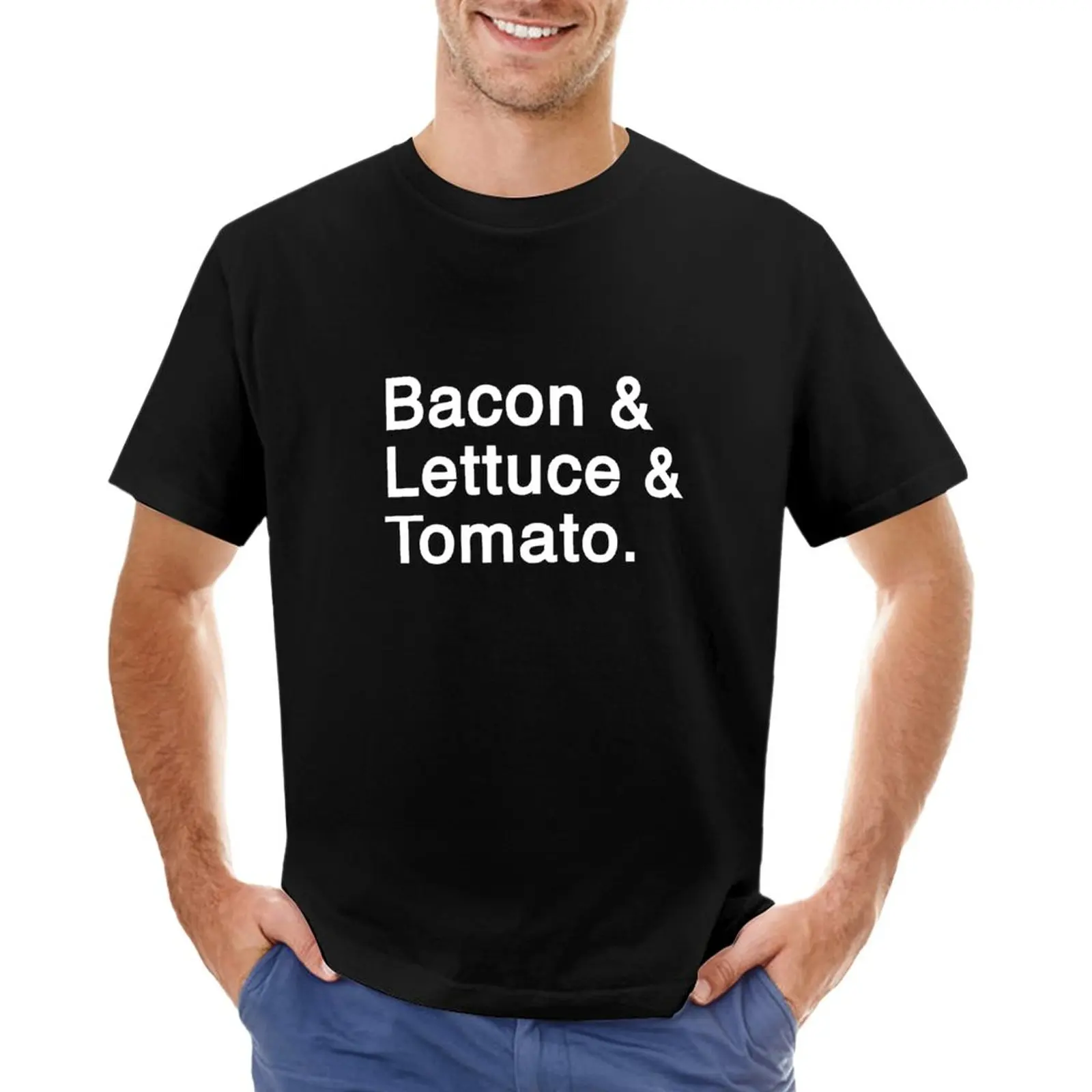 Бекон, салат и помидор. Шрифт Solar Opposites точный (белые символы) Футболка, футболка оверсайз, мужские футболки в упаковке