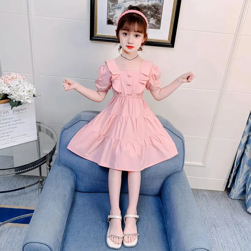 Летнее платье 2023, студенческие модные платья для девочек, Детская одежда, платья для вечеринок принцессы, танцевальные платья для 2 лет, Милое повседневное Корейское платье