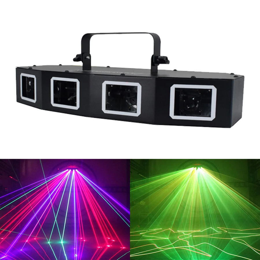 Четырехобъективный лазерный луч RGB 3 дюйма 1 с эффектом сканирующей линии DMX512 Сценическое освещение Лазерный проектор Dj Disco Ball Light