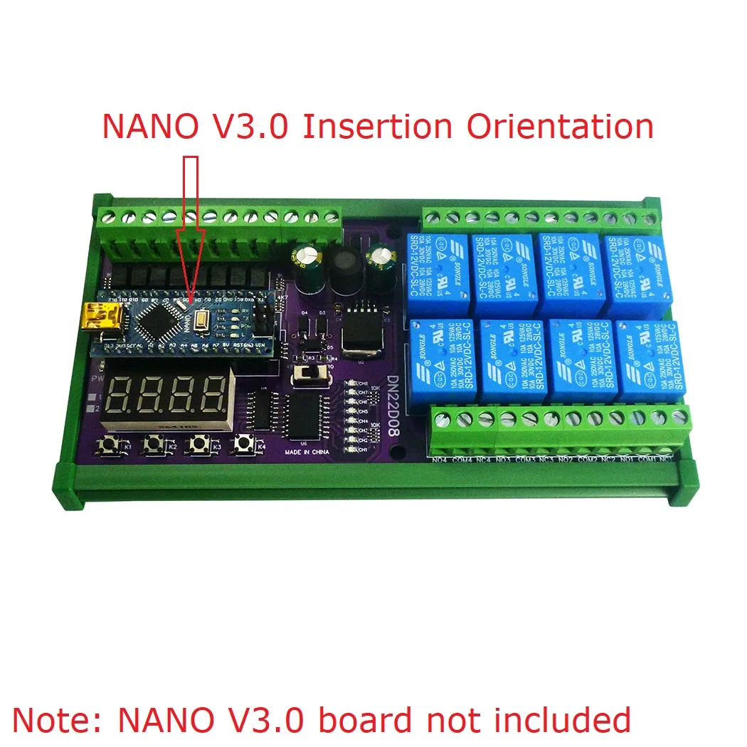 DC 12V 24V 8-канальный Многофункциональный Переключатель таймера задержки RS485 PLC IO Модуль расширяющегося экрана для Arduino NANO V3.0