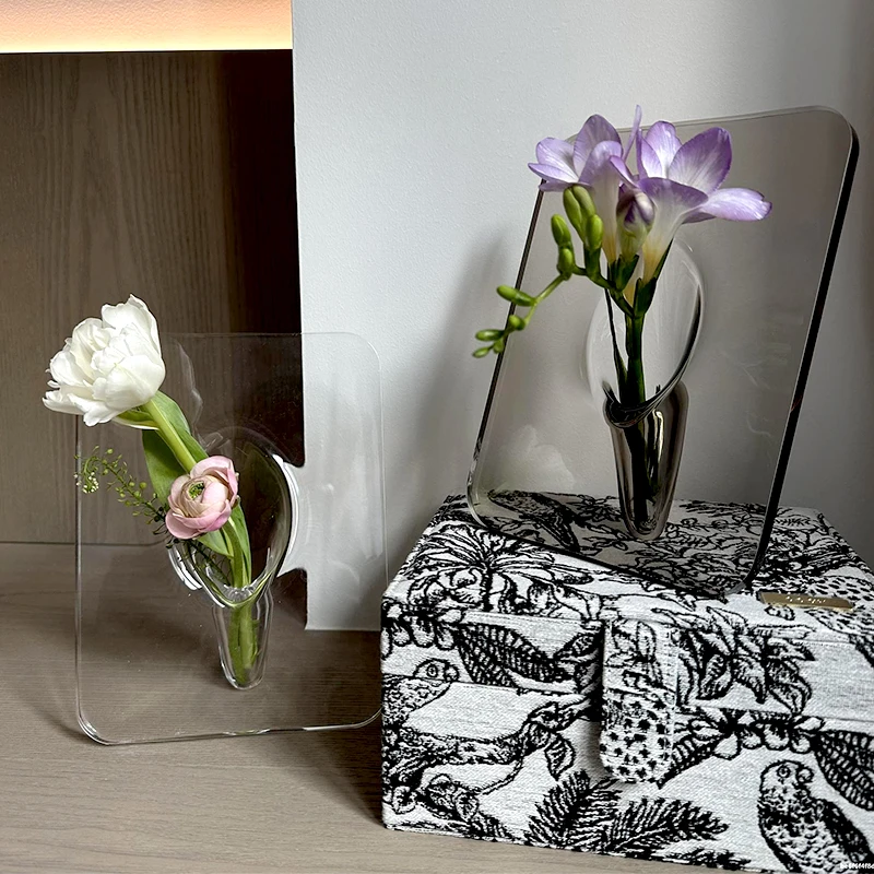 Прозрачная акриловая ваза в форме рамки для фотографий Скандинавское фото Цветочное растение Современная Гостиная Офисная ваза Эстетическое украшение дома