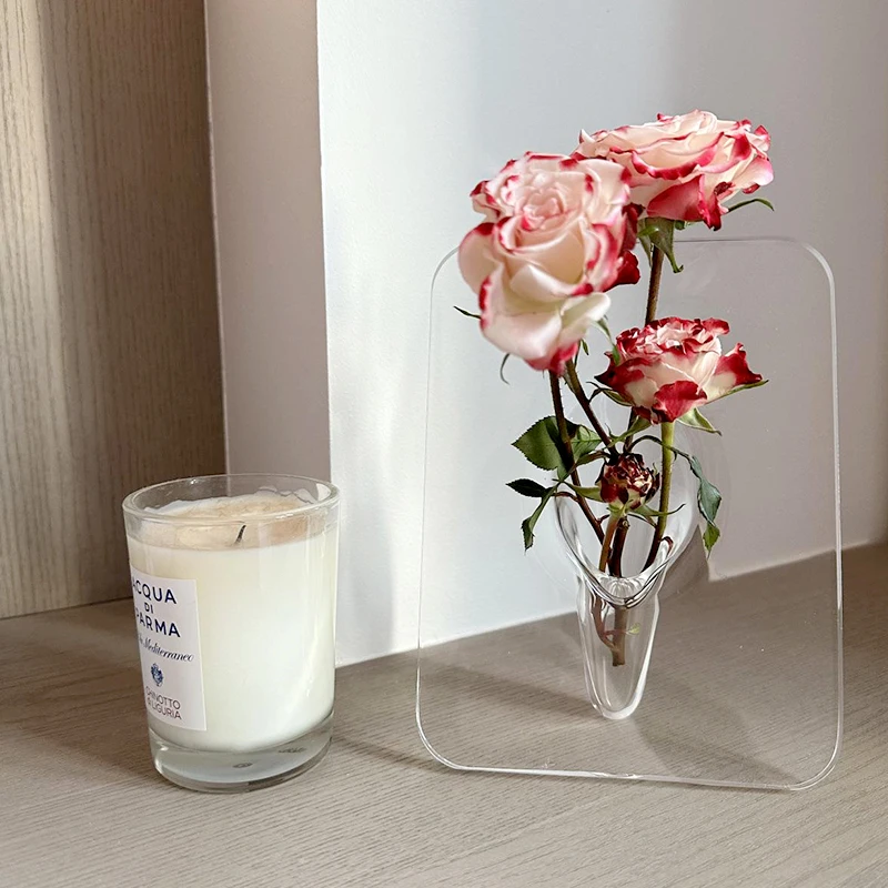Прозрачная акриловая ваза в форме рамки для фотографий Скандинавское фото Цветочное растение Современная Гостиная Офисная ваза Эстетическое украшение дома