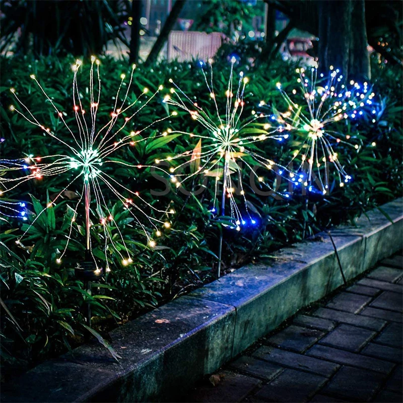 1шт Солнечный светодиодный фейерверк, Сказочный свет, украшение сада на открытом воздухе, освещение дорожки на газоне для вечеринки во внутреннем дворике, Рождество, Свадьба