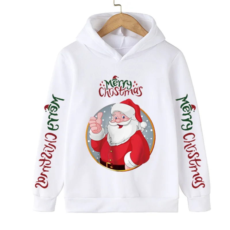 Детская рождественская толстовка с Санта-Клаусом для детей, осенне-зимний Теплый Рождественский свитер, Модный пуловер для мальчиков и девочек, костюм