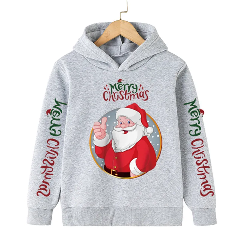 Детская рождественская толстовка с Санта-Клаусом для детей, осенне-зимний Теплый Рождественский свитер, Модный пуловер для мальчиков и девочек, костюм