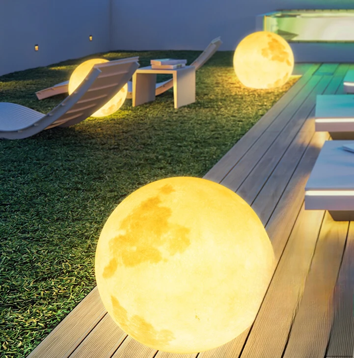 Торшер во дворе, лунный светильник в саду виллы на открытом воздухе, лунный светильник с подсветкой балкона